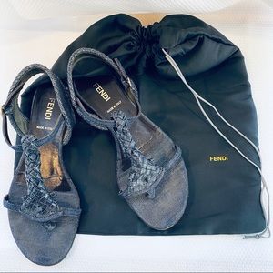 FENDI Blue Jean Size 5.5 Woven Knot Design